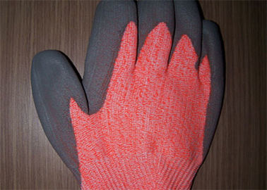 Work Protection Cut Resistant Gloves Orange Knitted Shell Crinkle Latex Coated Palm
